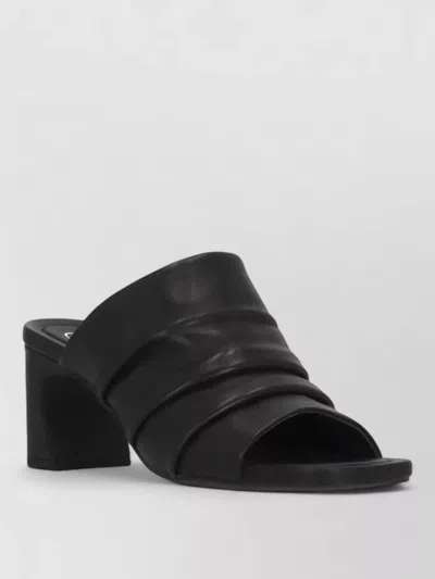 Ash High Heel Mules Ruched Front Drape In Black