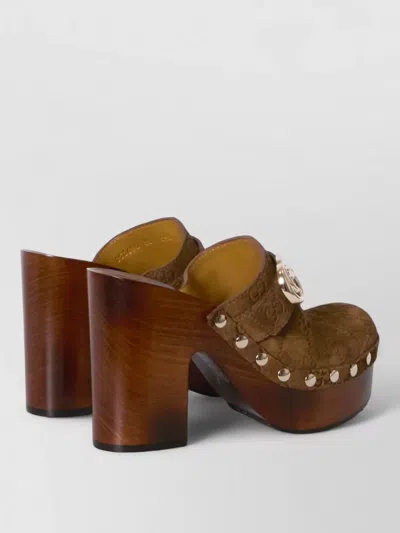 Gucci Damen-clog Mit Plateausohle Und Doppel G In Brown