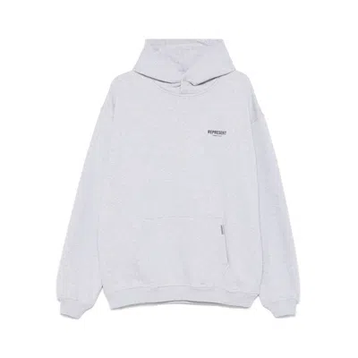Represent Light Grey Back Red Text Hoodie In White