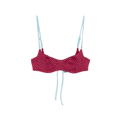 Frankies Bikinis Polka-dot-pattern Bikini Top In Red
