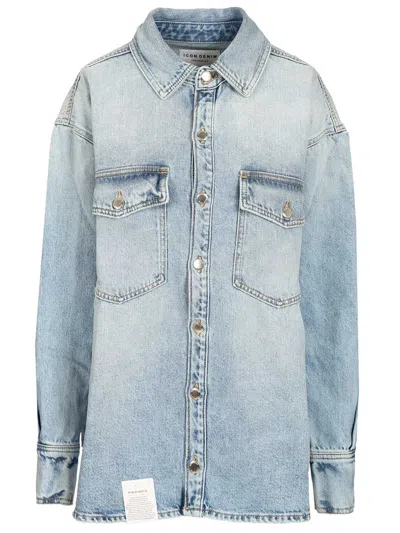Icon Denim Oversized Denim Jacket In Blue