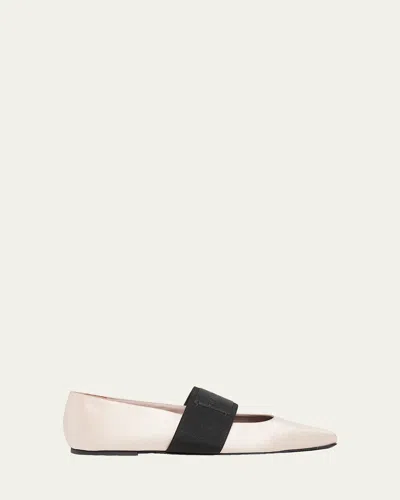 Givenchy Logo-patch Elasticated-strap Ballet Flats In Neutral