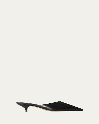 The Row Liisa Leather Kitten Heel Pointed Toe Mules In Multi