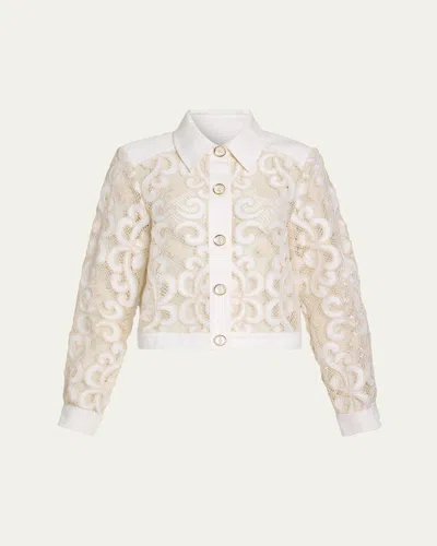 Ramy Brook Saphire Embroidered Denim Jacket In White