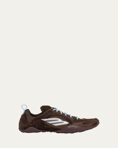 Balenciaga Women Brown Canvas And Corduroy Monday Ultra Sneakers In Brown