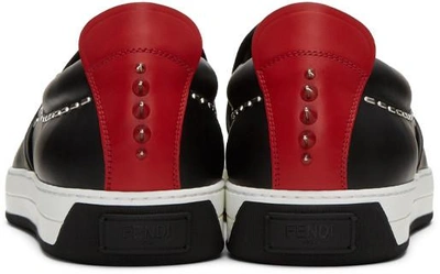 Shop Fendi Black 'bag Bug' Slip-on Sneakers