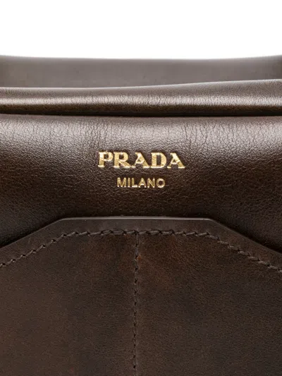 Prada Brown Carry Large Shoulder Bag In Animal Print