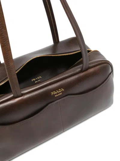 Prada Brown Carry Large Shoulder Bag In Animal Print