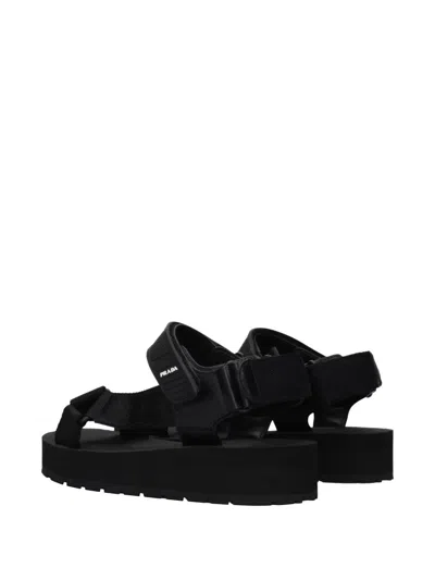 Prada Touch-strap Platform Sandals In Black