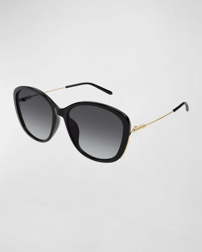 Chloé Gradient Round Acetate Sunglasses In Black