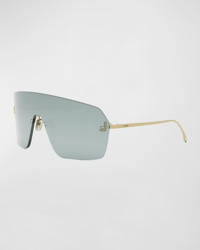 Fendi Men's  Roma 53mm Rimless Rectangular Sunglasses In Gray