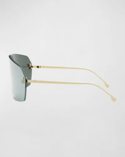 Fendi Men's  Roma 53mm Rimless Rectangular Sunglasses In Gray