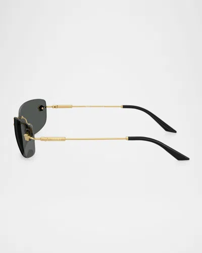 Versace Rectangle-frame Sunglasses In Black