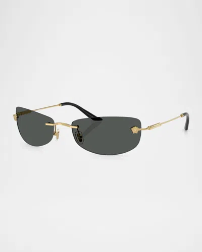 Versace Rectangle-frame Sunglasses In Black