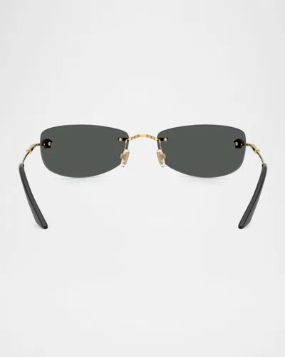 Versace Rectangle-frame Sunglasses In Black