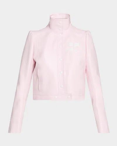 Courrèges Textured Vinyl Crop Jacket In Pink