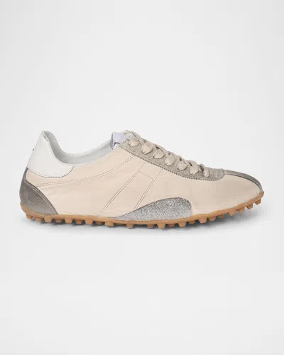 Maison Margiela Sprinters Beige Sneaker With Insert Design And Serrated Sole In Leather Women In Blue
