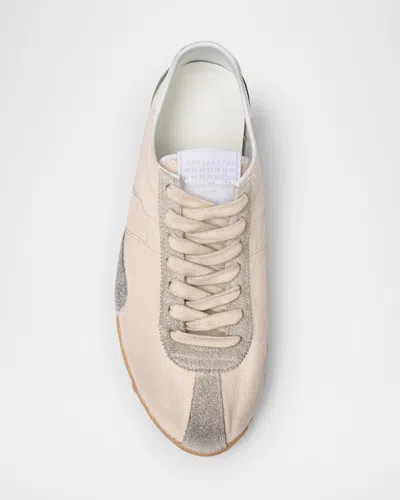 Maison Margiela Sprinters Beige Sneaker With Insert Design And Serrated Sole In Leather Women In Blue
