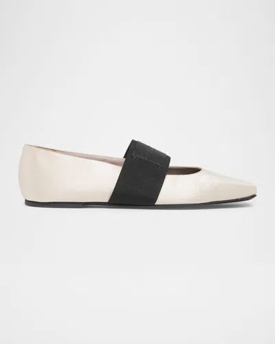 Givenchy Logo-patch Elasticated-strap Ballet Flats In Neutral