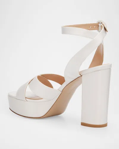 Gianvito Rossi Sabrina Satin Crisscross Ankle-strap Platform Sandals In White