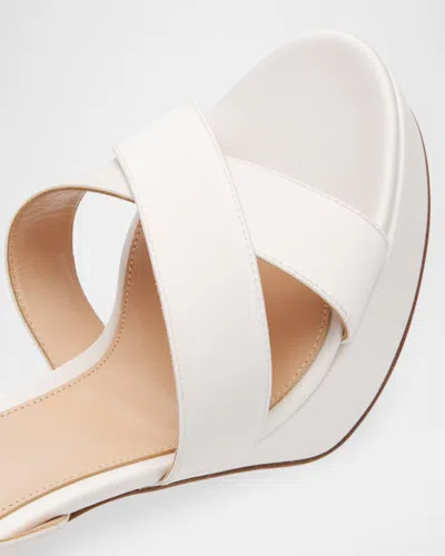 Gianvito Rossi Sabrina Satin Crisscross Ankle-strap Platform Sandals In White