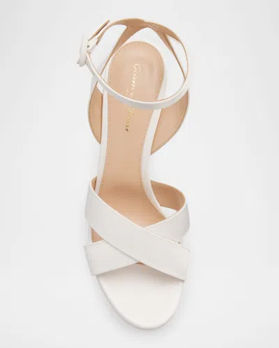 Gianvito Rossi Sabrina Satin Crisscross Ankle-strap Platform Sandals In White