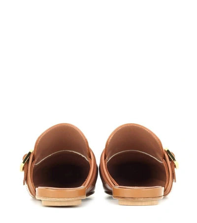 Shop Marni Fringed Leather Slippers In Marroe