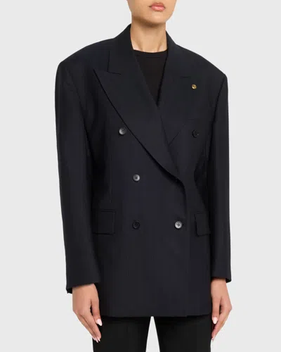 Versace Oversized Double-breasted Blazer In Black