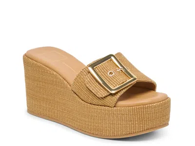 Dolce Vita Jilian Wedge Sandals Mocha Raffia In Brown