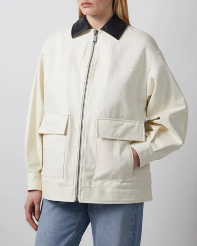 Anine Bing Womens Ecru Holden Contrasting-collar Cotton Jacket Xs In White