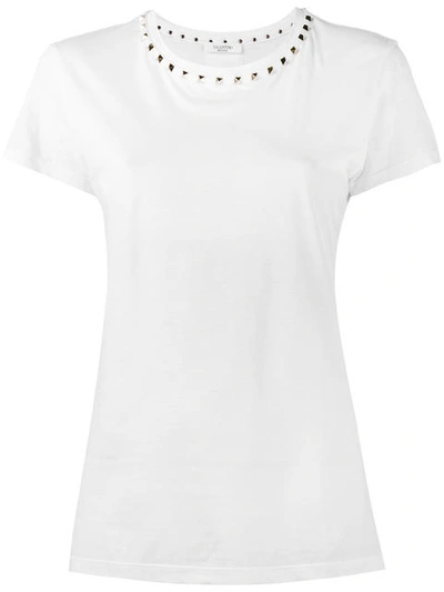 Valentino The Rockstud Embellished Cotton-jersey T-shirt In Basic