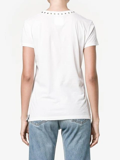 Shop Valentino Rockstud Trimmed White T-shirt