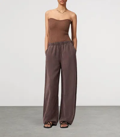 Allsaints Viscose Cruz Bandeau Slim Fit Top In Brown