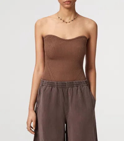 Allsaints Viscose Cruz Bandeau Slim Fit Top In Brown