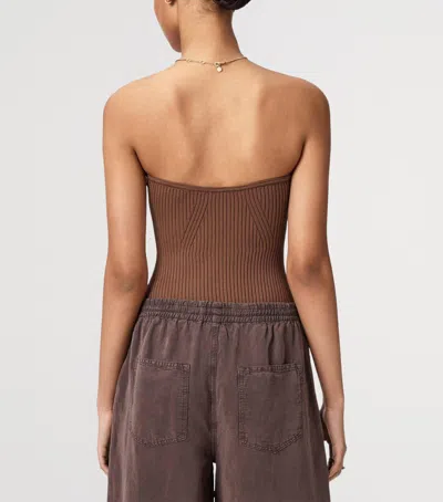 Allsaints Viscose Cruz Bandeau Slim Fit Top In Brown