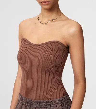 Allsaints Viscose Cruz Bandeau Slim Fit Top In Brown