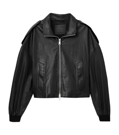 Allsaints Leather Lowden Leather Jacket In Black