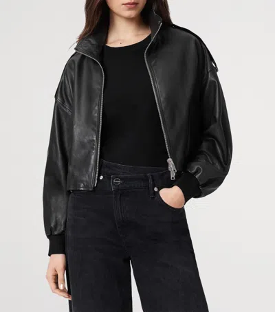 Allsaints Leather Lowden Leather Jacket In Black
