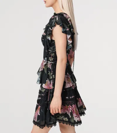 Allsaints Canto Floral Side Tie Tiered Ruffle Trim Top In Multi