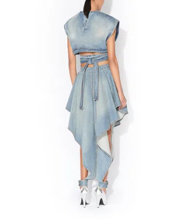 Alaïa Alaia Faded Blue Cotton Belted Top In Blue