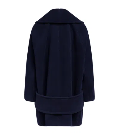 Alaïa Wool Caban Coat In Blue