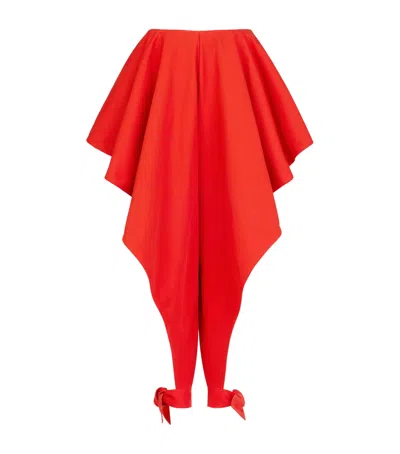 Alaïa Womens Orange Sanguine Ruffled Open-seam Cotton Trousers In Red