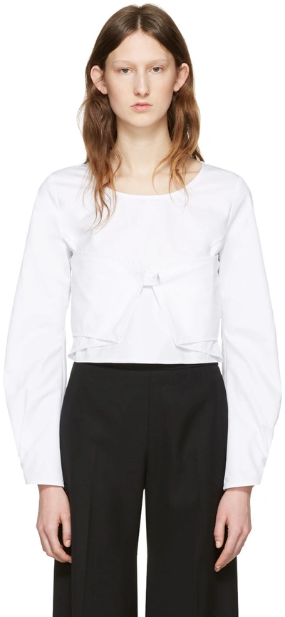 Jw Anderson Panelled Cotton Cropped Top In 113/001 White
