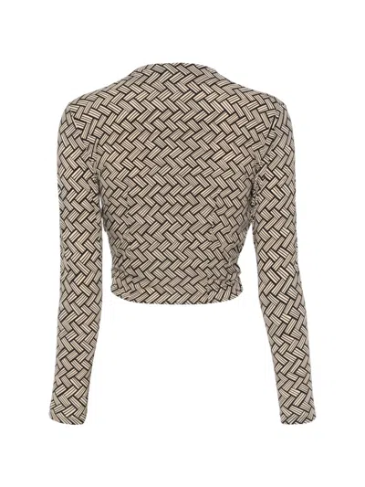 Siyu Geometric-pattern Tie-front Blouse In Neutral