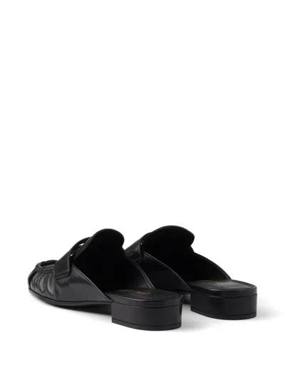Prada Leather Mules In Black