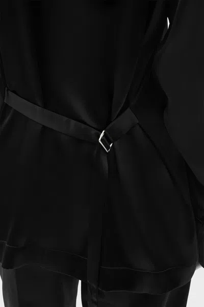 Ann Demeulemeester Coby Belted Satin-finish Shirt In Black