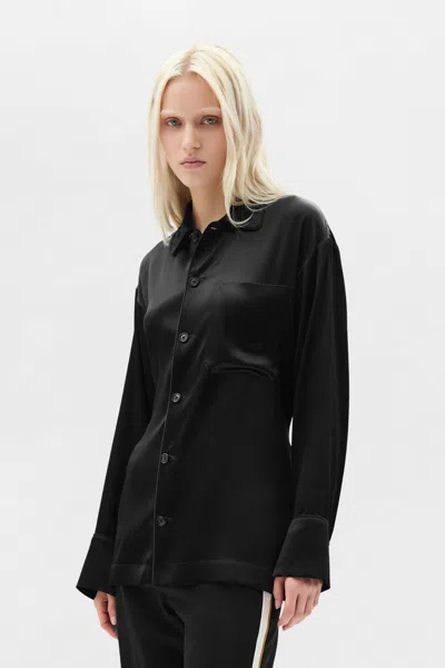 Ann Demeulemeester Coby Belted Satin-finish Shirt In Black