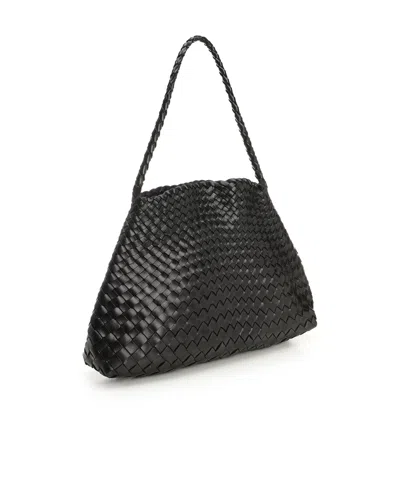Dragon Diffusion Interwovened Top Handle Bag In Black