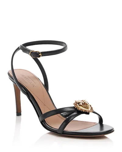 Dolce & Gabbana Sandals Thin Straps Stiletto Heel Heart In Black