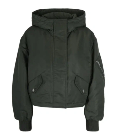 Stand Studio Cropped Forest Green Polyamide Matilda Jacket In Black